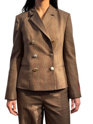 VESTE FIT PRINCE DE GALLE BRUN BLEU BOUTON BIJOUX KARINA K2CG Strasbourg fashion avant