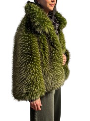 BLOUSON OVERSIZE ECO FOURRURE VERT KASTANJE FW27 Strasbourg fashion côté