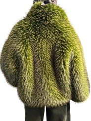 BLOUSON OVERSIZE ECO FOURRURE VERT KASTANJE FW27 Strasbourg fashion dos