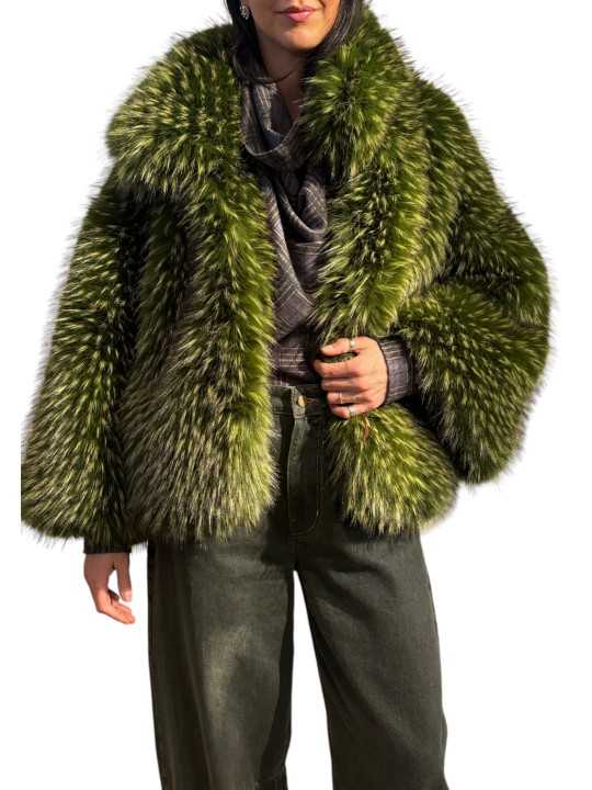 BLOUSON OVERSIZE ECO FOURRURE VERT KASTANJE FW27 Strasbourg fashion avant