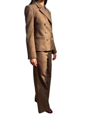 PANTALON PRINCE DE GALLES BRUN BLEU TAILLE ELASTIQUE KELLINE K2CG Strasbourg fashion look