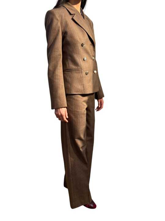PANTALON PRINCE DE GALLES BRUN BLEU TAILLE ELASTIQUE KELLINE K2CG Strasbourg fashion look