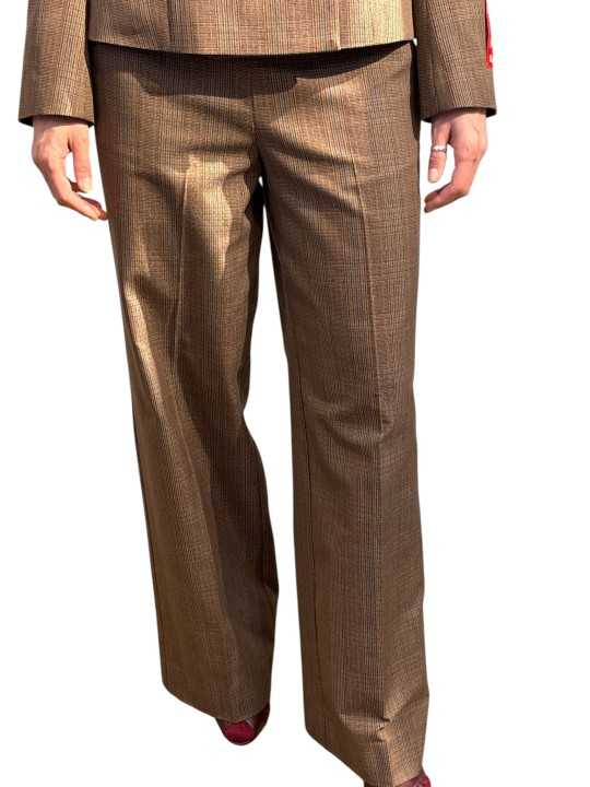 PANTALON PRINCE DE GALLES BRUN BLEU TAILLE ELASTIQUE KELLINE K2CG Strasbourg fashion avant