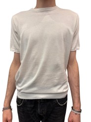 MAILLE COL ROND MANCHES COURTES BLANC CASSE U0288 M5208 11 UNGARO HOMME face