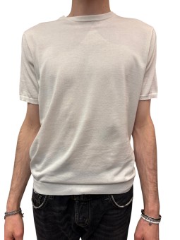MAILLE COL ROND MANCHES COURTES BLANC CASSE U0288 M5208 11 UNGARO HOMME face