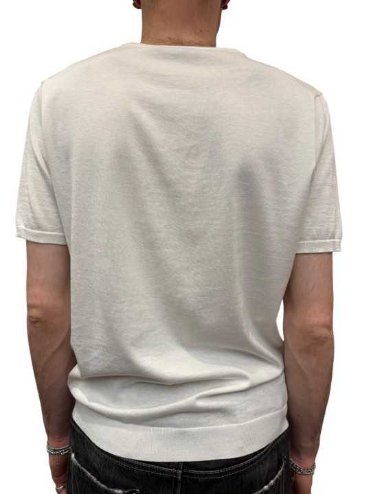 MAILLE COL ROND MANCHES COURTES BLANC CASSE U0288 M5208 11 UNGARO HOMME dos
