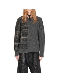 PULL COL ROND GRIS PATCH STRIES UK62 80 ISABEL BENENATO HOMME STRASBOURG look