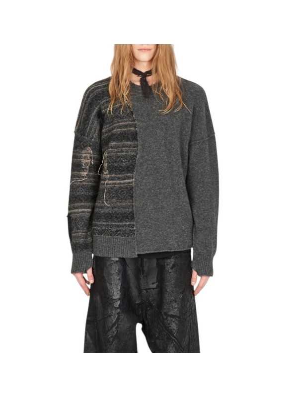 PULL COL ROND GRIS PATCH STRIES UK62 80 ISABEL BENENATO HOMME STRASBOURG look
