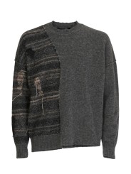 PULL COL ROND GRIS PATCH STRIES UK62 80 ISABEL BENENATO HOMME STRASBOURG solo