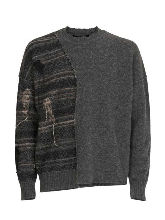 PULL COL ROND GRIS PATCH STRIES UK62 80 ISABEL BENENATO HOMME STRASBOURG solo