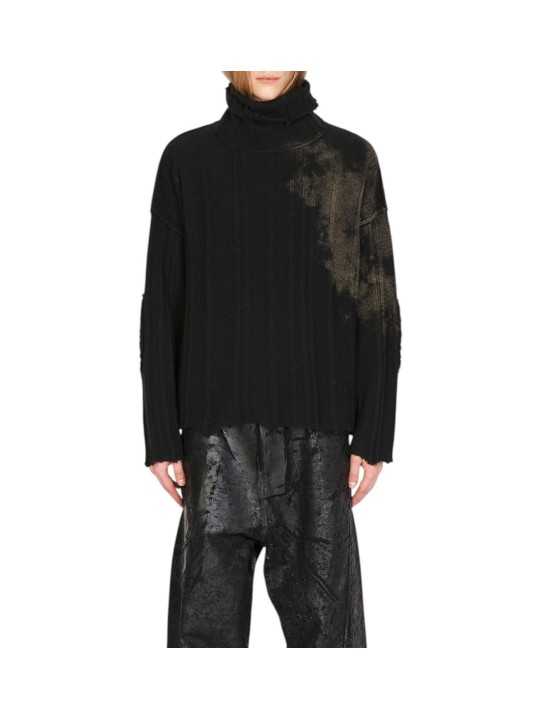 PULL COL MONTANT BENITIER NOIR MILITARE CACHEMIRE UK17 01 ISABEL BENENATO HOMME look