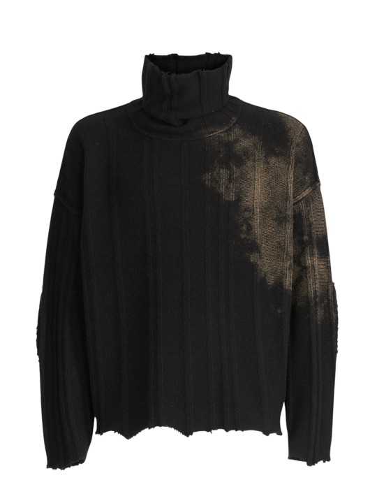 PULL COL MONTANT BENITIER NOIR MILITARE CACHEMIRE UK17 01 ISABEL BENENATO HOMME solo