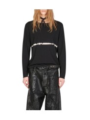 PULL FIN COL ROND LARGE NOIR 1 STRIE BLANCHE UK71 232 ISABEL BENENATO HOMME look