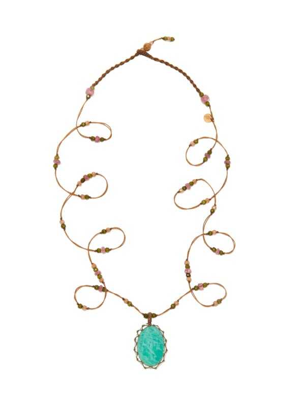 COLLIER SAUTOIR LONG TIBETAIN STIB AMAZONITE 77TIB3 AMA SHARING jewelry Strasbourg focus