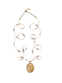 COLLIER SAUTOIR LONG TIBETAIN STIB RUTILE QUARTZ GOLD 77TIB3 RUTQUA SHARING jewelry Strasbourg focus