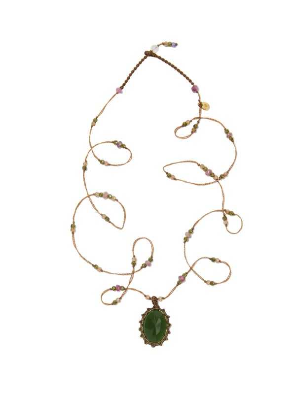 COLLIER SAUTOIR LONG TIBETAIN STIB SERPENTINE VERTE 77TIB2 SERP SHARING jewelry Strasbourg focus