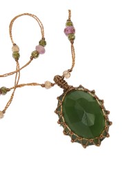 COLLIER SAUTOIR LONG TIBETAIN STIB SERPENTINE VERTE 77TIB2 SERP SHARING jewelry Strasbourg focus 1