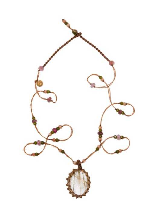 COLLIER TIBETAIN STIB QUARTZ RUTILE GOLD SHARING jewerly Strasbourg Sharing focus
