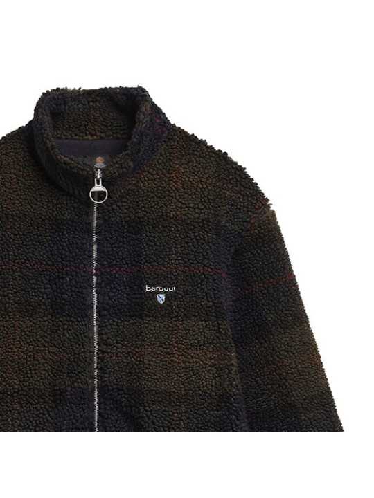 BLOUSON BOUCLETTE FLEECE NAVY VERT SHADOW TARTAN MFL 0187 TN43 BARBOUR HOMME boutique Strasbourg shop online store veste détail
