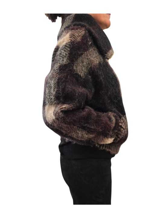 Blouson Carville laine court tartan bordeaux noir écru Barbour femme LKN 1797 MI11 boutique Strasbourg profil