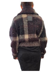 Blouson Carville laine court tartan bordeaux noir écru Barbour femme LKN 1797 MI11 boutique Strasbourg dos