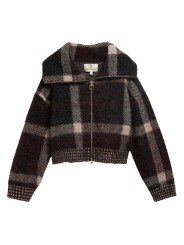 Blouson Carville laine court tartan bordeaux noir écru Barbour femme LKN 1797 MI11 boutique Strasbourg flat