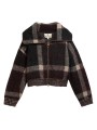 Blouson Carville laine court tartan bordeaux noir écru Barbour femme LKN 1797 MI11 boutique Strasbourg flat
