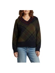 PULL COL V BLU ROUGE TARTAN VERT NAVY SHAE LKN 1841 TN43 Barbour femme boutique Strasbourg Front
