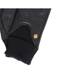 Gants cuir bord côtelé noir Barbour femme LGL 0140 BK11 boutique glow Strasbourg store online shop détail