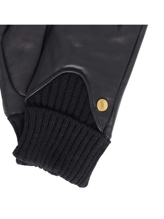 Gants cuir bord côtelé noir Barbour femme LGL 0140 BK11 boutique glow Strasbourg store online shop détail