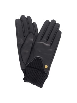 Gants cuir bord côtelé noir Barbour femme LGL 0140 BK11 boutique glow Strasbourg store online shop flat