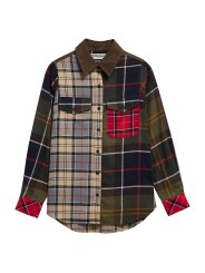 CHEMISE PATCH TARTAN BEIGE ORANGE VERT BLU COL VELOURS MARENA LSH 1789 TN11 Barbour femme boutique Strasbourg shirt shop flat