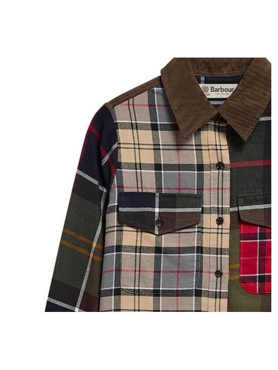 CHEMISE PATCH TARTAN BEIGE ORANGE VERT BLU COL VELOURS MARENA LSH 1789 TN11 Barbour femme boutique Strasbourg shirt shop poche