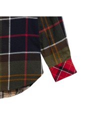 CHEMISE PATCH TARTAN BEIGE ORANGE VERT BLU COL VELOURS MARENA LSH 1789 TN11 Barbour femme boutique Strasbourg shirt shop poignet