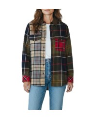CHEMISE PATCH TARTAN BEIGE ORANGE VERT BLU COL VELOURS MARENA LSH 1789 TN11 Barbour femme boutique Strasbourg shirt shop open