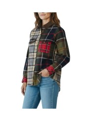CHEMISE PATCH TARTAN BEIGE ORANGE VERT BLEU COL VELOURS MARENA LSH 1789 TN11 Barbour