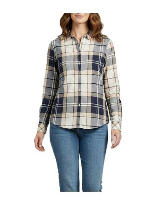 Chemise tartan écru blu Bredon LSH 1353 TN26 Barbour femme boutique Strasbourg shirt store shop online look