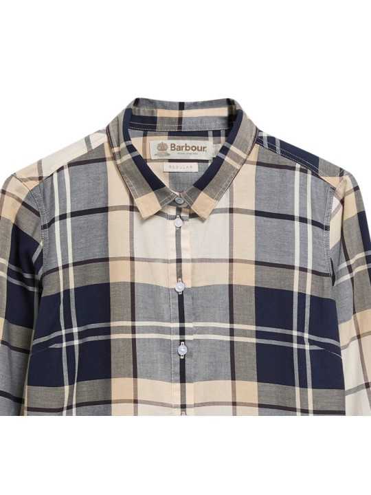 Chemise tartan écru blu Bredon LSH 1353 TN26 Barbour femme boutique Strasbourg shirt store shop online col