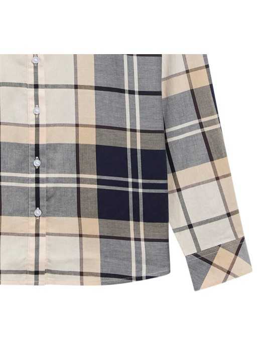 Chemise tartan écru blu Bredon LSH 1353 TN26 Barbour femme boutique Strasbourg shirt store shop online détail