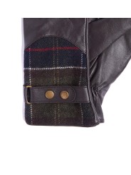 Gants cuir brun & tartan bleu rouge Barbour femme LGL 0037 BR71 boutique Strasbourg shop online store détail