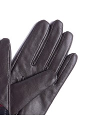 Gants cuir brun & tartan bleu rouge Barbour femme LGL 0037 BR71 boutique Strasbourg shop online store zoom