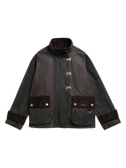 Veste Hazelwood tartan olive crochets patch velours Barbour femme LWX 1575 OL71 boutique Strasbourg online shop store front