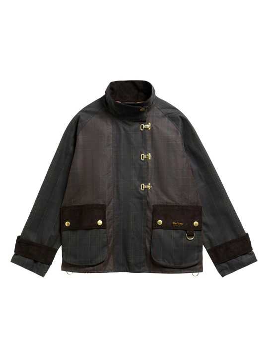 Veste Hazelwood tartan olive crochets patch velours Barbour femme LWX 1575 OL71 boutique Strasbourg online shop store front
