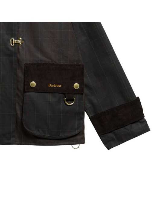 Veste Hazelwood tartan olive crochets patch velours Barbour femme LWX 1575 OL71 boutique Strasbourg online shop store détail