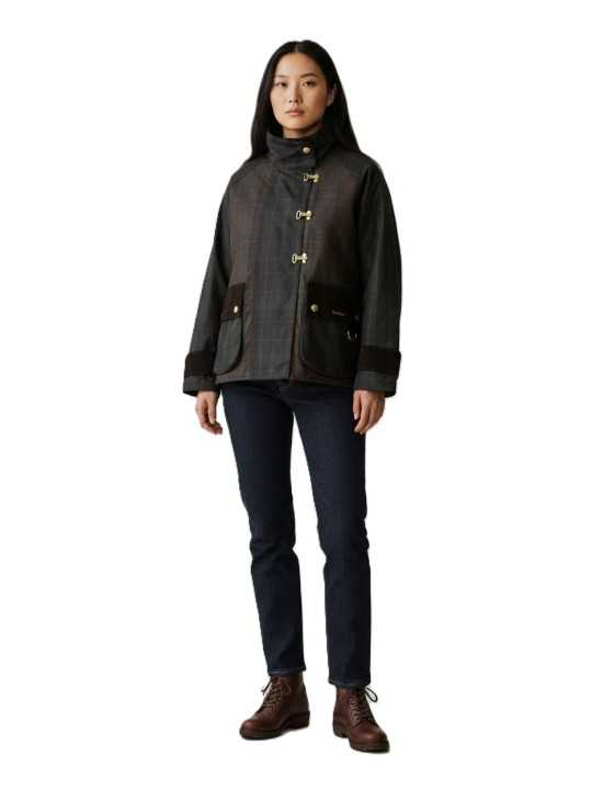 Veste Hazelwood tartan olive crochets patch velours Barbour femme LWX 1575 OL71 boutique Strasbourg online shop store look2