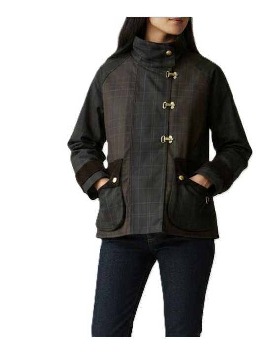 Veste Hazelwood tartan olive crochets patch velours Barbour femme LWX 1575 OL71 boutique Strasbourg online shop store look
