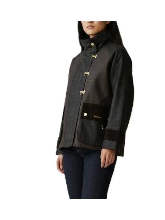 Veste Hazelwood tartan olive crochets patch velours Barbour femme LWX 1575 OL71 boutique Strasbourg online shop store profil