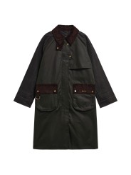Trench Kirklees olive long manches & dos tartan Barbour femme LWX 1579 OL52 boutique Strasbourg coat store shop online front