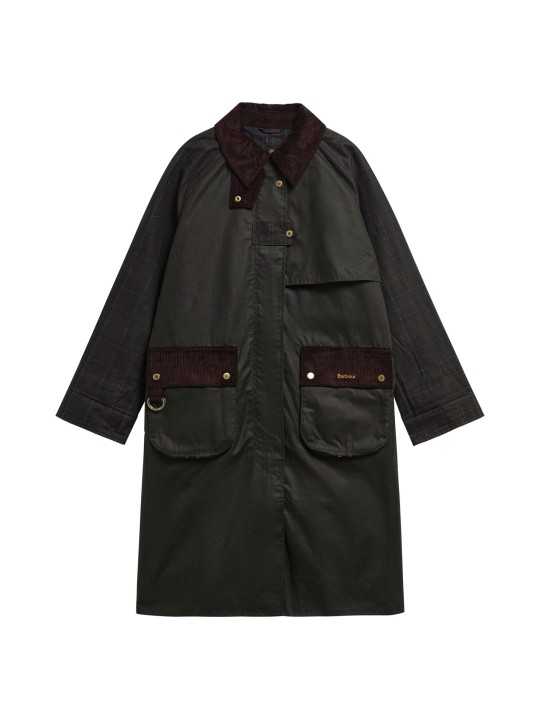 Trench Kirklees olive long manches & dos tartan Barbour femme LWX 1579 OL52 boutique Strasbourg coat store shop online front