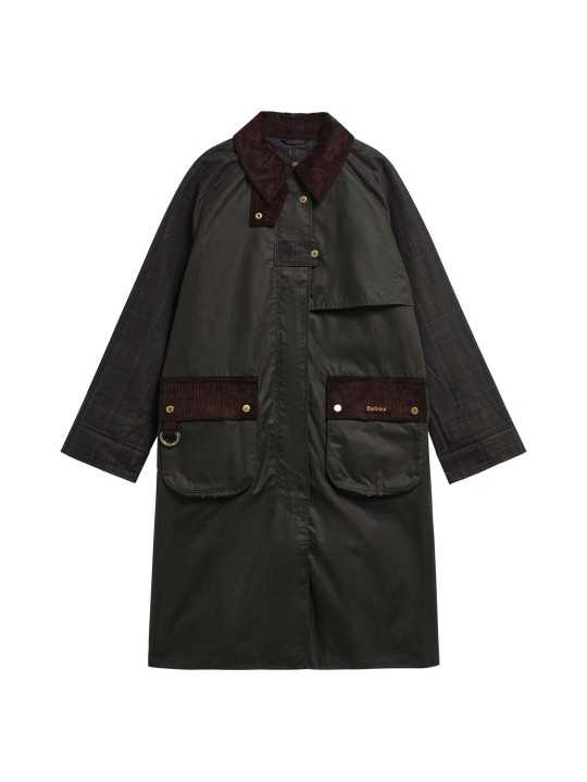 Trench Kirklees olive long manches & dos tartan Barbour femme LWX 1579 OL52 boutique Strasbourg coat store shop online flat